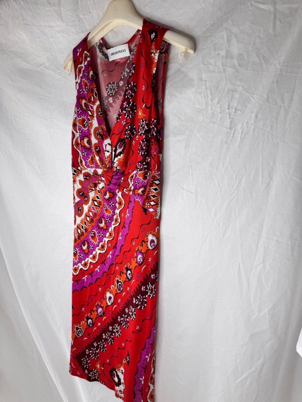 Emilio Pucci Vintage Rare Red & Pink Twist-Front Sleeveless Dress - Picture 4 of 15